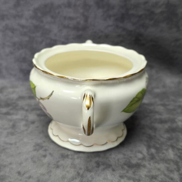 Vintage Pope Gosser China Floral Dogwood Pattern Ceramic Sugar Bowl Made In USA - Picture 4 of 10